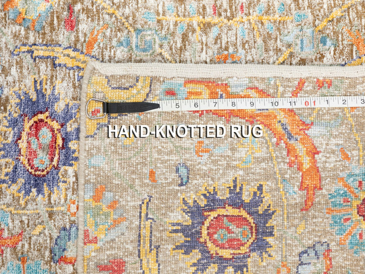 2'6" x 16'4" New Hand Knotted Beige Wool & Silk Runner Oriental Rug - MOA10258966