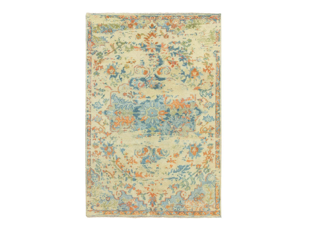 5'9" x 9'0" New Hand Knotted Ivory Wool Rectangle Oriental Rug - MOA10258988
