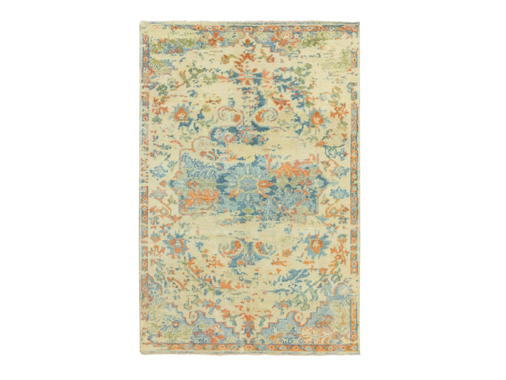 5'9" x 9'0" New Hand Knotted Ivory Wool Rectangle Oriental Rug - MOA10258988