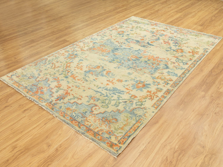 5'9" x 9'0" New Hand Knotted Ivory Wool Rectangle Oriental Rug - MOA10258988