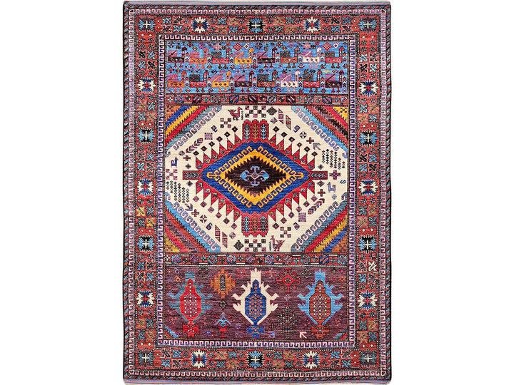 6'0" x 8'6" New Hand Knotted Ivory Wool Rectangle Oriental Rug - MOA102589
