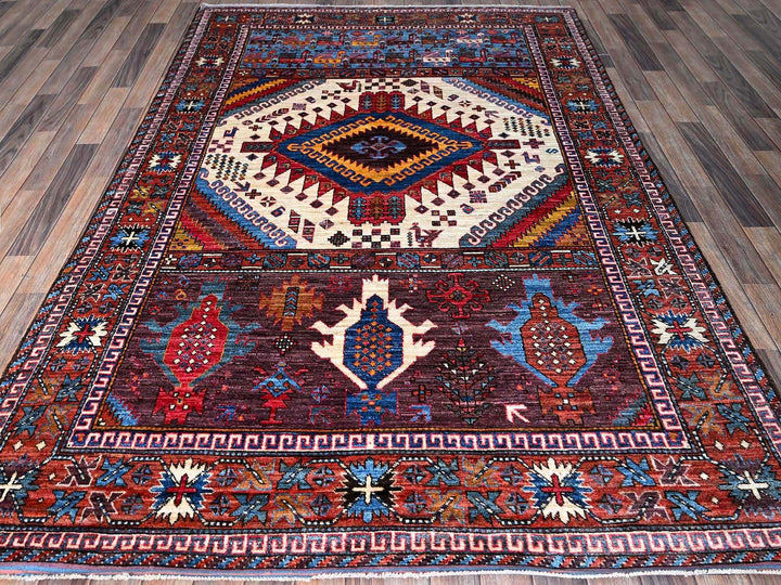 6'0" x 8'6" New Hand Knotted Ivory Wool Rectangle Oriental Rug - MOA102589