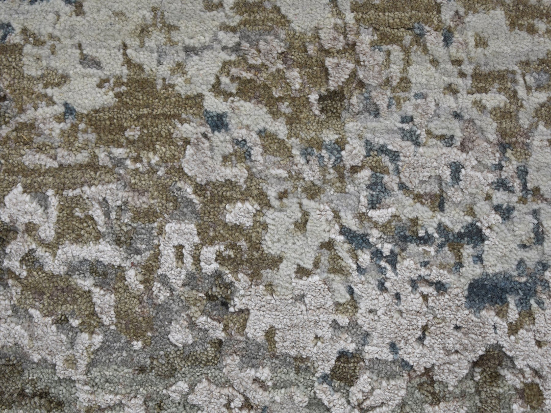 8'0" x 9'10" New Hand Knotted Grey Wool & Silk Rectangle Oriental Rug - MOA10259042