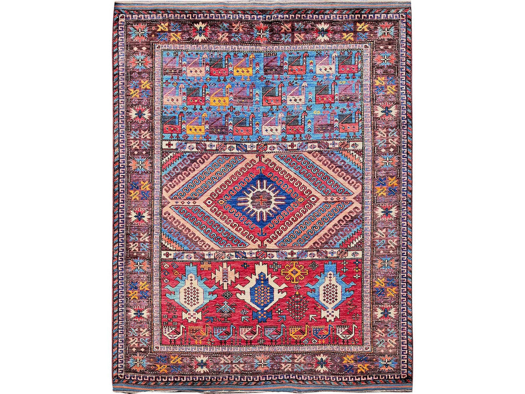 5'11" x 7'4" New Hand Knotted Multicolored Wool Rectangle Oriental Rug - MOA102590