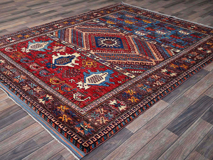 5'11" x 7'4" New Hand Knotted Multicolored Wool Rectangle Oriental Rug - MOA102590