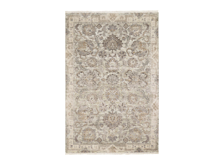6'0" x 9'1" New Hand Knotted Green Wool & Silk Rectangle Oriental Rug - MOA10259164