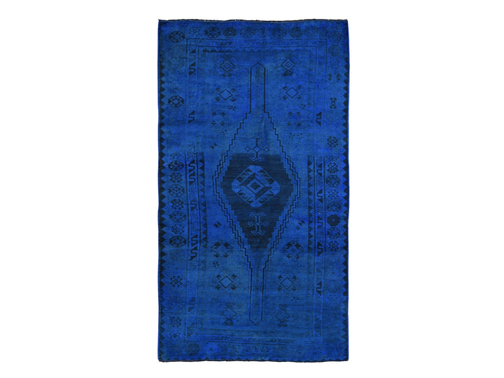 5'0" x 10'0" New Hand Knotted Overdyed Worn Wool Runner Oriental Rug - MOA10259185