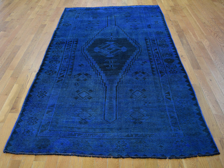 5'0" x 10'0" New Hand Knotted Overdyed Worn Wool Runner Oriental Rug - MOA10259185