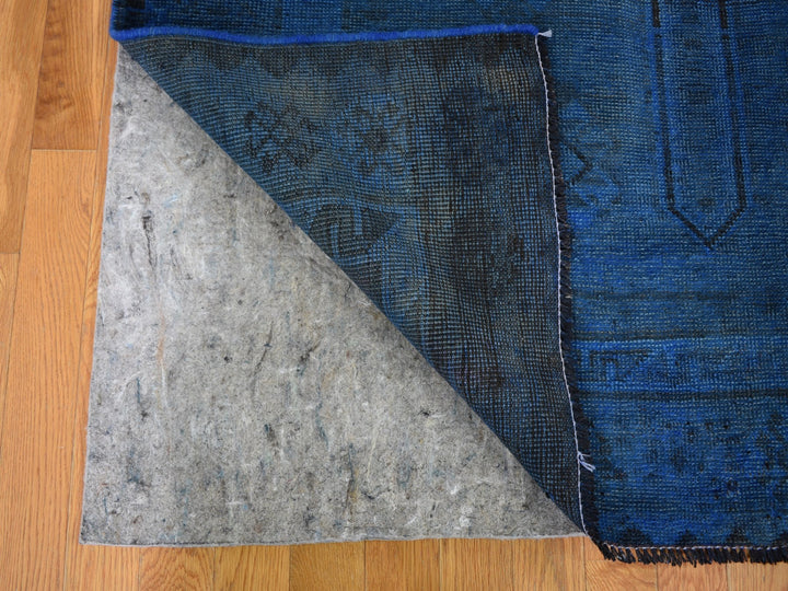 5'0" x 10'0" New Hand Knotted Overdyed Worn Wool Runner Oriental Rug - MOA10259185