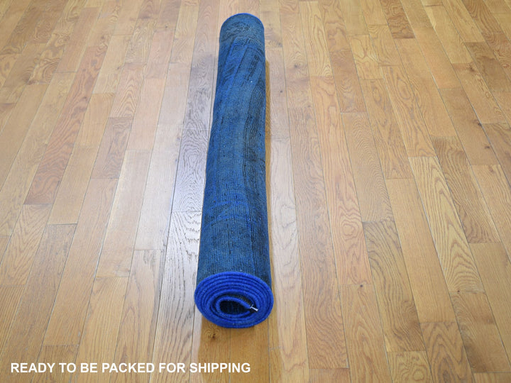 5'0" x 10'0" New Hand Knotted Overdyed Worn Wool Runner Oriental Rug - MOA10259185