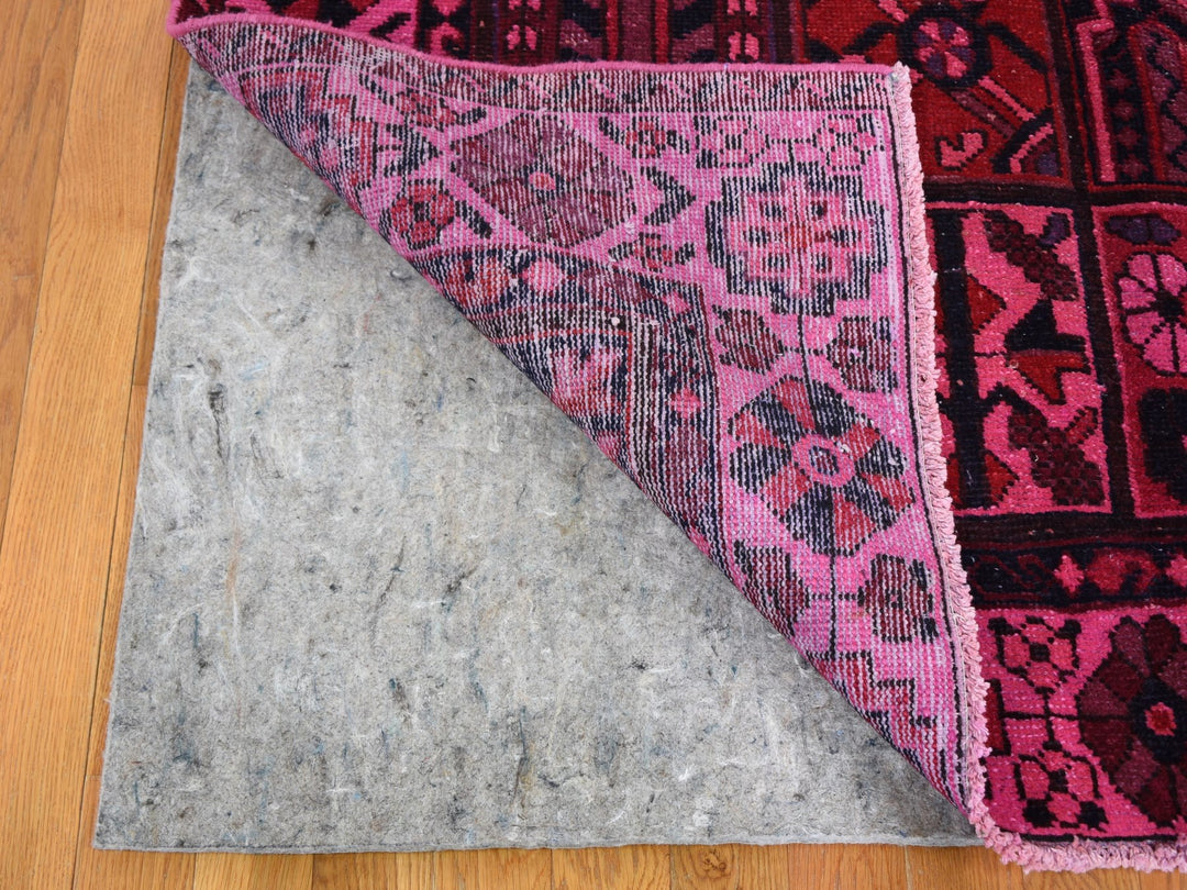 5'2" x 9'9" Vintage Hand Knotted Overdyed Worn Wool Runner Oriental Rug - MOA10259186