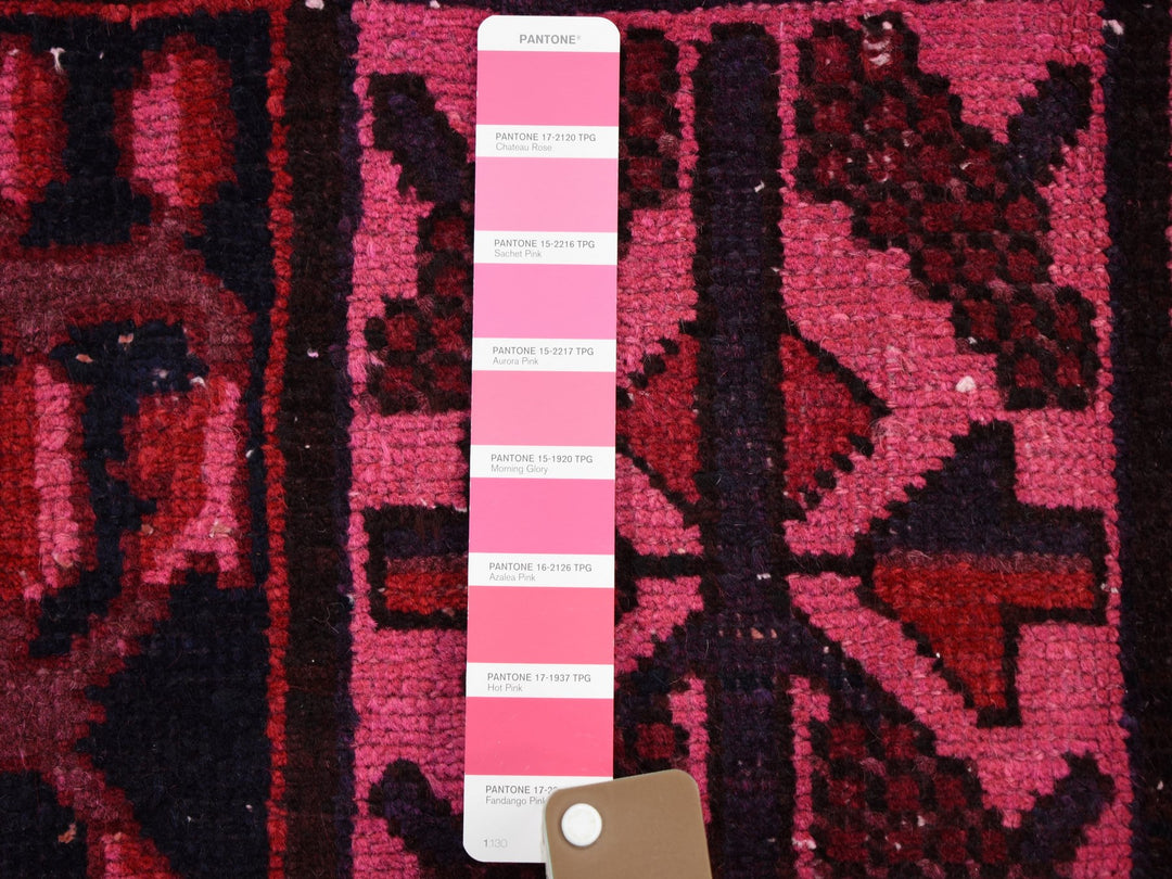 5'2" x 9'9" Vintage Hand Knotted Overdyed Worn Wool Runner Oriental Rug - MOA10259186
