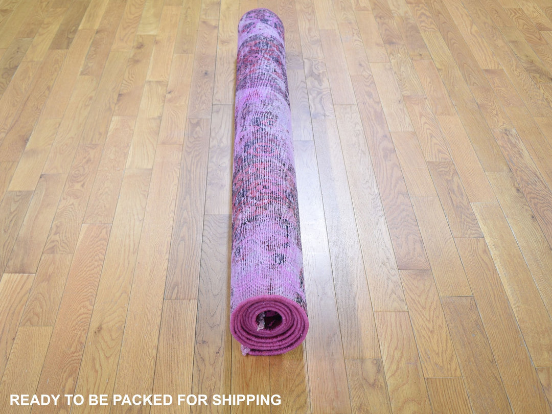 5'2" x 9'9" Vintage Hand Knotted Overdyed Worn Wool Runner Oriental Rug - MOA10259186