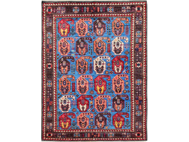 5'4" x 6'8" New Hand Knotted Blue Wool Rectangle Oriental Rug - MOA102591