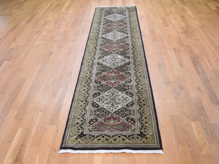 2'7" x 12'0" New Hand Knotted Brown Wool Runner Oriental Rug - MOA10259201