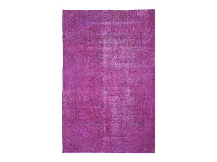 6'4" x 10'0" New Hand Knotted Overdyed Worn Wool Rectangle Oriental Rug - MOA10259208