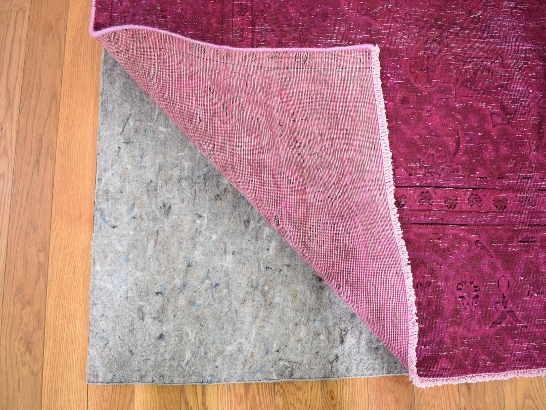 6'4" x 10'0" New Hand Knotted Overdyed Worn Wool Rectangle Oriental Rug - MOA10259208
