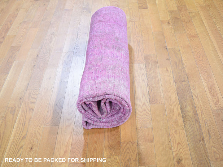 6'4" x 10'0" New Hand Knotted Overdyed Worn Wool Rectangle Oriental Rug - MOA10259208