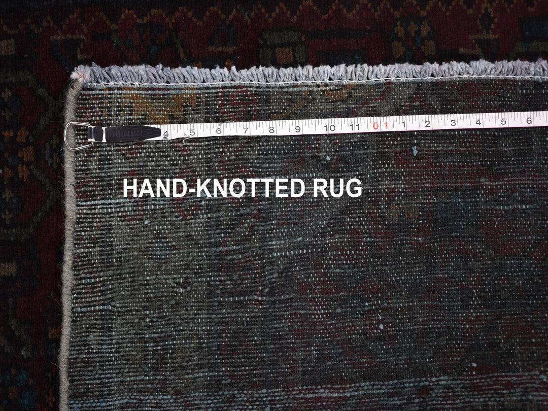 3'6" x 9'1" Vintage Hand Knotted Overdyed Worn Wool Rectangle Oriental Rug - MOA10259210