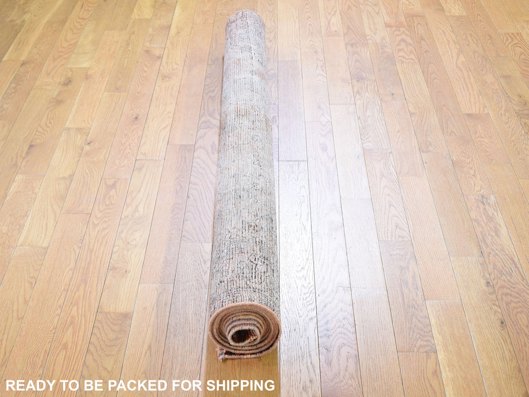 5'0" x 11'2" New Hand Knotted Overdyed Worn Wool Runner Oriental Rug - MOA10259214