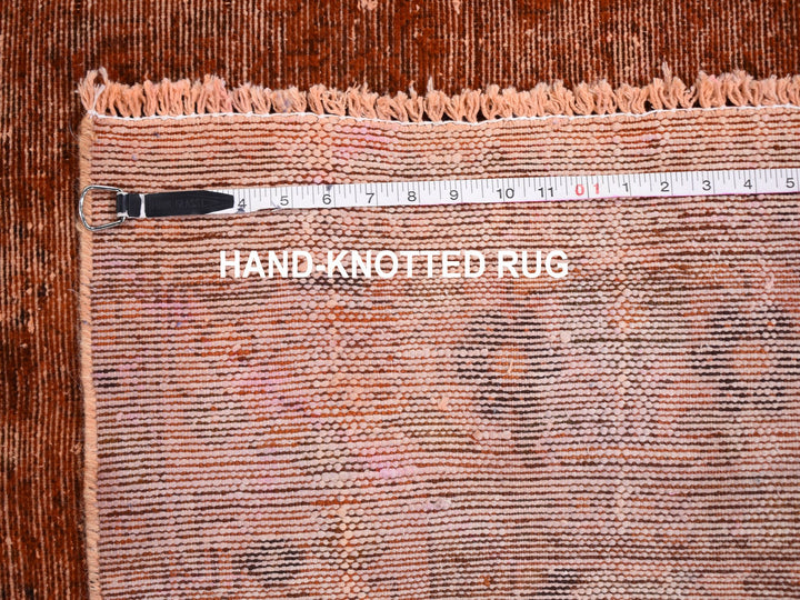 5'0" x 11'2" New Hand Knotted Overdyed Worn Wool Runner Oriental Rug - MOA10259214