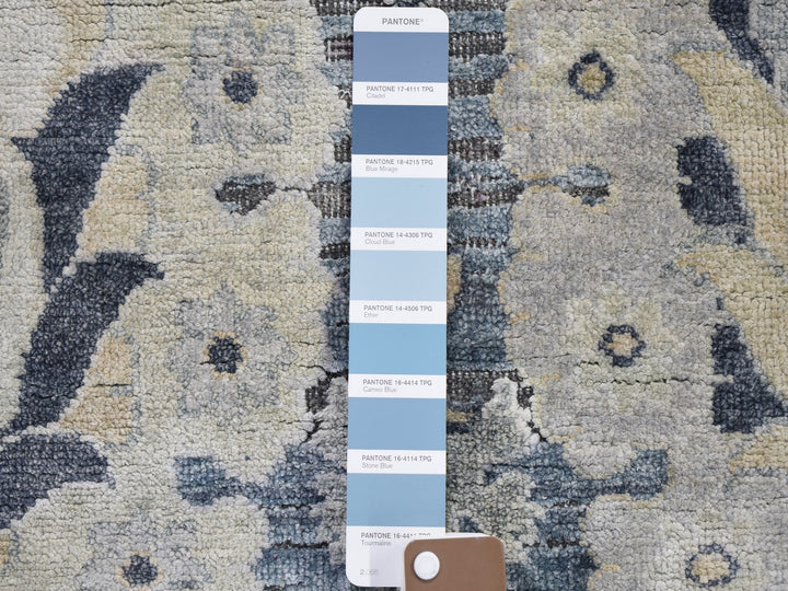 8'10" x 12'2" New Hand Knotted Blue Wool & Sari Silk Rectangle Oriental Rug - MOA10259222