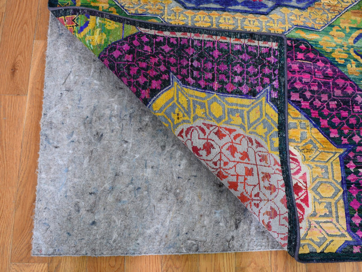 3'2" x 17'5" New Hand Knotted Yellow Silk Runner Oriental Rug - MOA10259235