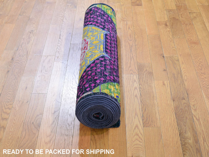 3'2" x 17'5" New Hand Knotted Yellow Silk Runner Oriental Rug - MOA10259235
