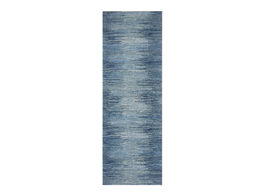 2'6" x 8'4" New Hand Knotted Blue Wool Runner Oriental Rug - MOA10259236