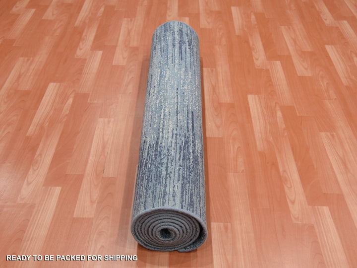 2'6" x 8'4" New Hand Knotted Blue Wool Runner Oriental Rug - MOA10259236