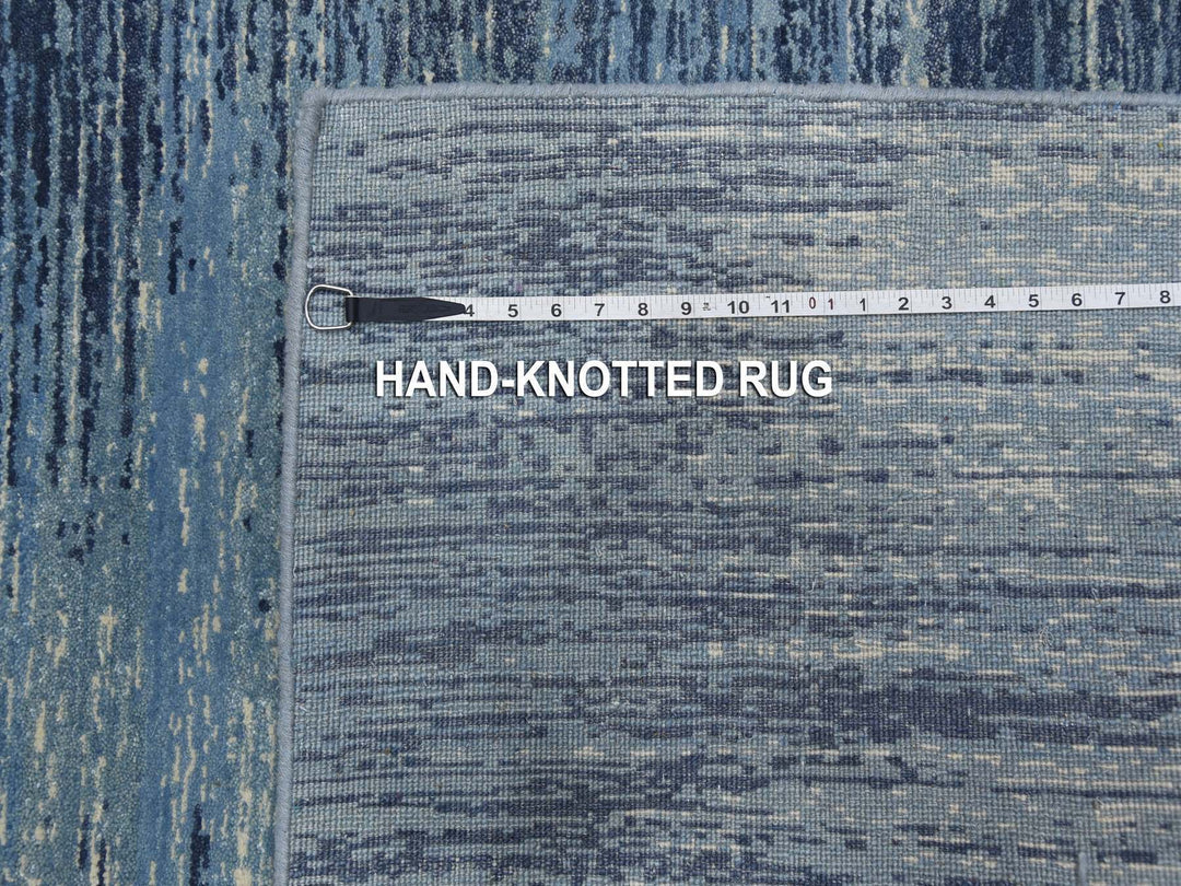2'6" x 8'4" New Hand Knotted Blue Wool Runner Oriental Rug - MOA10259236
