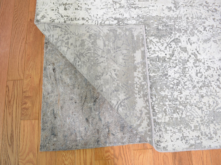 8'10" x 12'0" New Hand Knotted Ivory Wool & Silk Rectangle Oriental Rug - MOA10259248