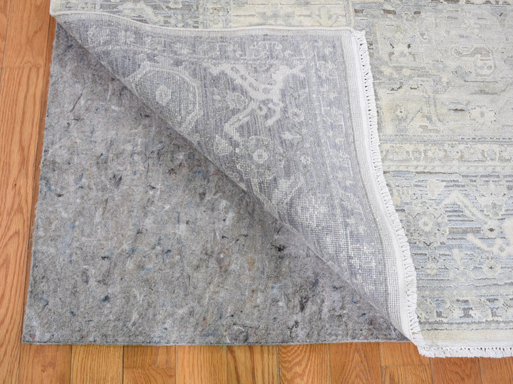 6'0" x 9'5" New Hand Knotted Ivory Wool & Silk Rectangle Oriental Rug - MOA10259254