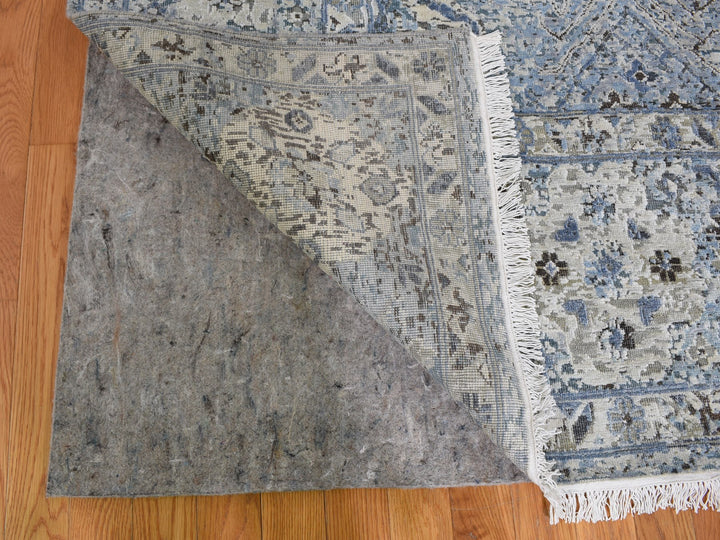 8'10" x 12'0" New Hand Knotted Blue Wool & Silk Rectangle Oriental Rug - MOA10259255
