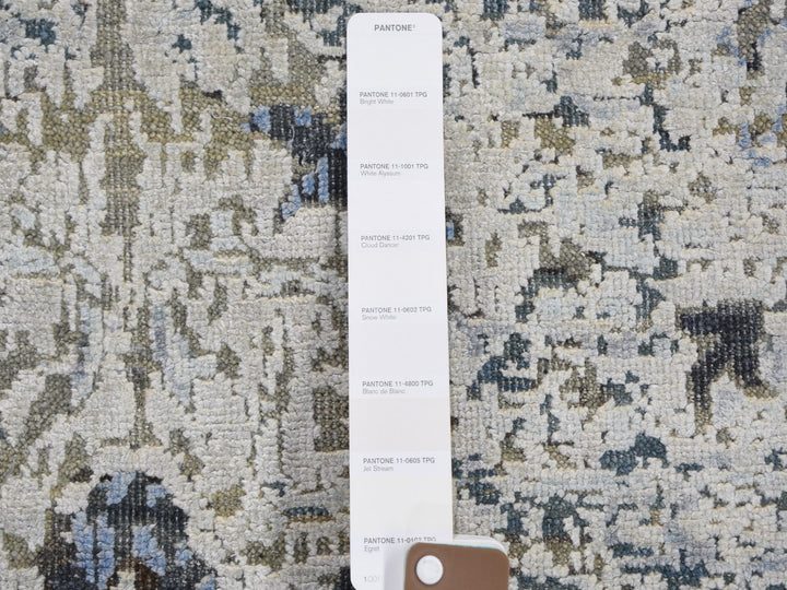 8'10" x 12'0" New Hand Knotted Blue Wool & Silk Rectangle Oriental Rug - MOA10259255
