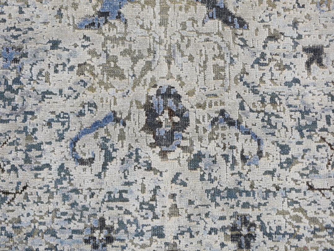 8'10" x 12'0" New Hand Knotted Blue Wool & Silk Rectangle Oriental Rug - MOA10259255