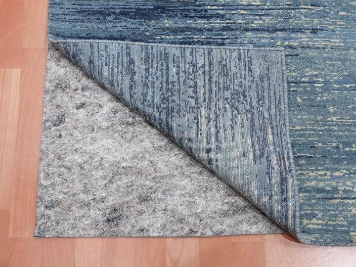 6'0" x 8'10" New Hand Knotted Blue Wool Rectangle Oriental Rug - MOA10259256