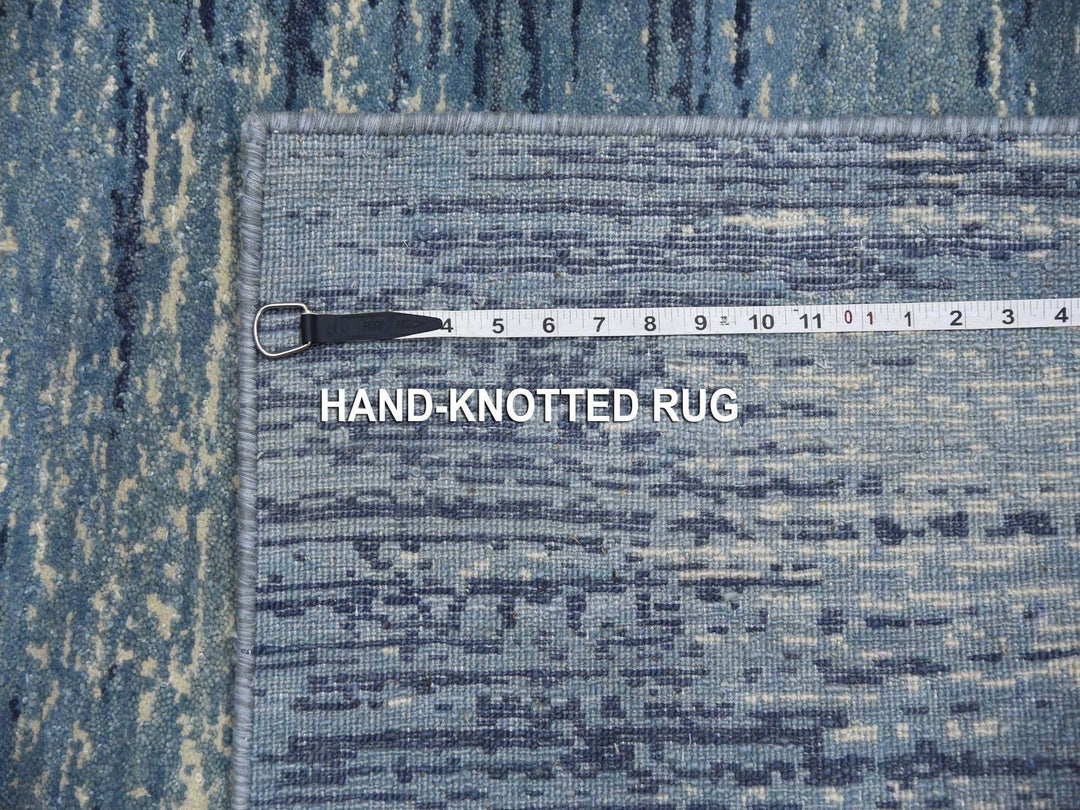 6'0" x 8'10" New Hand Knotted Blue Wool Rectangle Oriental Rug - MOA10259256