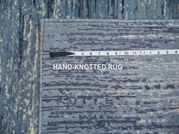 6'0" x 8'10" New Hand Knotted Blue Wool Rectangle Oriental Rug - MOA10259256