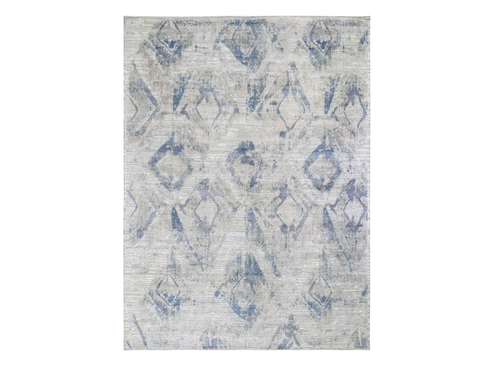 8'10" x 12'1" New Hand Knotted Ivory Wool & Silk Rectangle Oriental Rug - MOA10259259