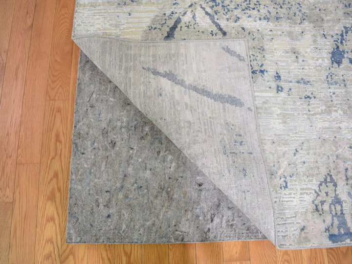 8'10" x 12'1" New Hand Knotted Ivory Wool & Silk Rectangle Oriental Rug - MOA10259259