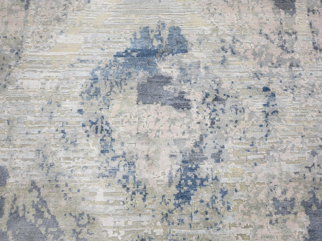 8'10" x 12'1" New Hand Knotted Ivory Wool & Silk Rectangle Oriental Rug - MOA10259259