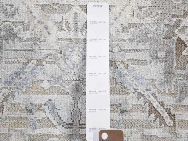 4'0" x 6'2" New Hand Knotted Ivory Wool & Silk Rectangle Oriental Rug - MOA10259275