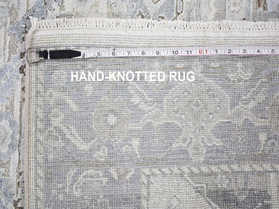 4'0" x 6'2" New Hand Knotted Ivory Wool & Silk Rectangle Oriental Rug - MOA10259275