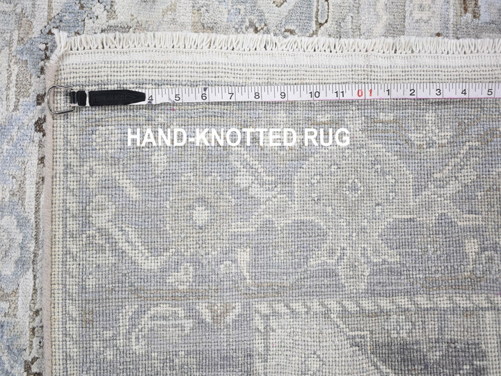 4'0" x 6'2" New Hand Knotted Ivory Wool & Silk Rectangle Oriental Rug - MOA10259275