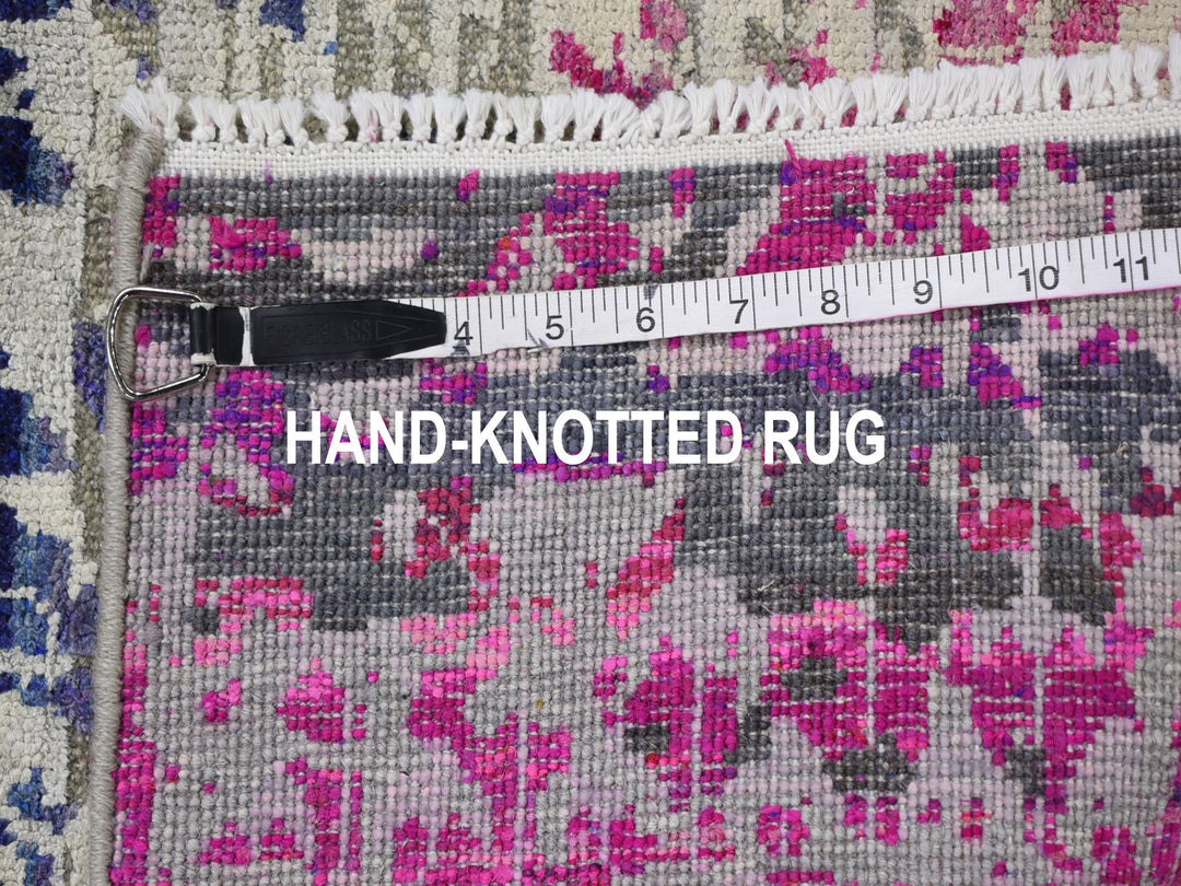 2'0" x 2'0" New Hand Knotted Pink Wool & Silk Rectangle Oriental Rug - MOA10259283