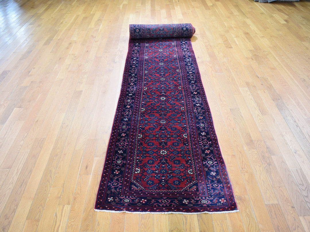 2'8" x 16'8" Vintage Hand Knotted Red Wool Runner Oriental Rug - MOA10259297