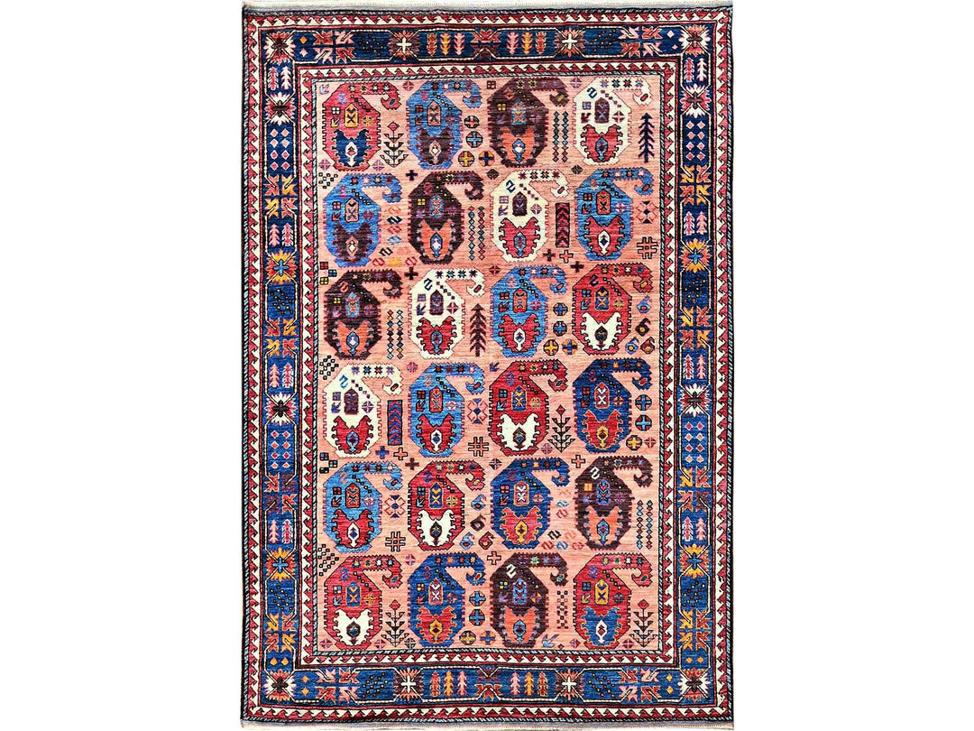 5'1" x 7'3" New Hand Knotted Orange Wool Rectangle Oriental Rug - MOA102592