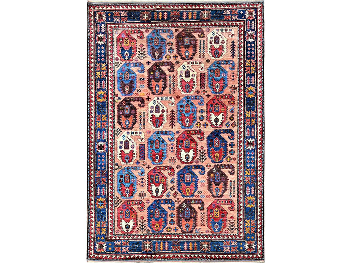 5'1" x 7'3" New Hand Knotted Orange Wool Rectangle Oriental Rug - MOA102592