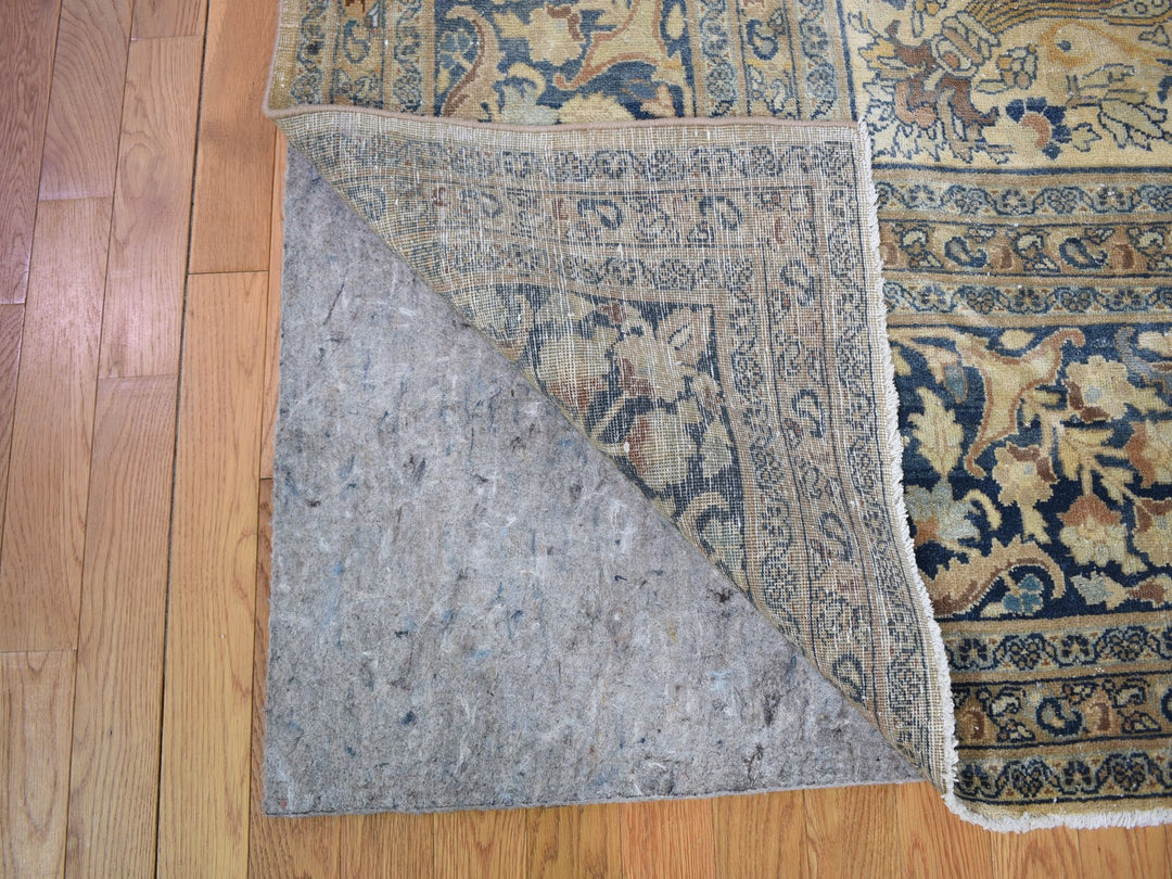 13'7" x 23'0" Vintage Hand Knotted Ivory Wool Rectangle Oriental Rug - MOA10259305